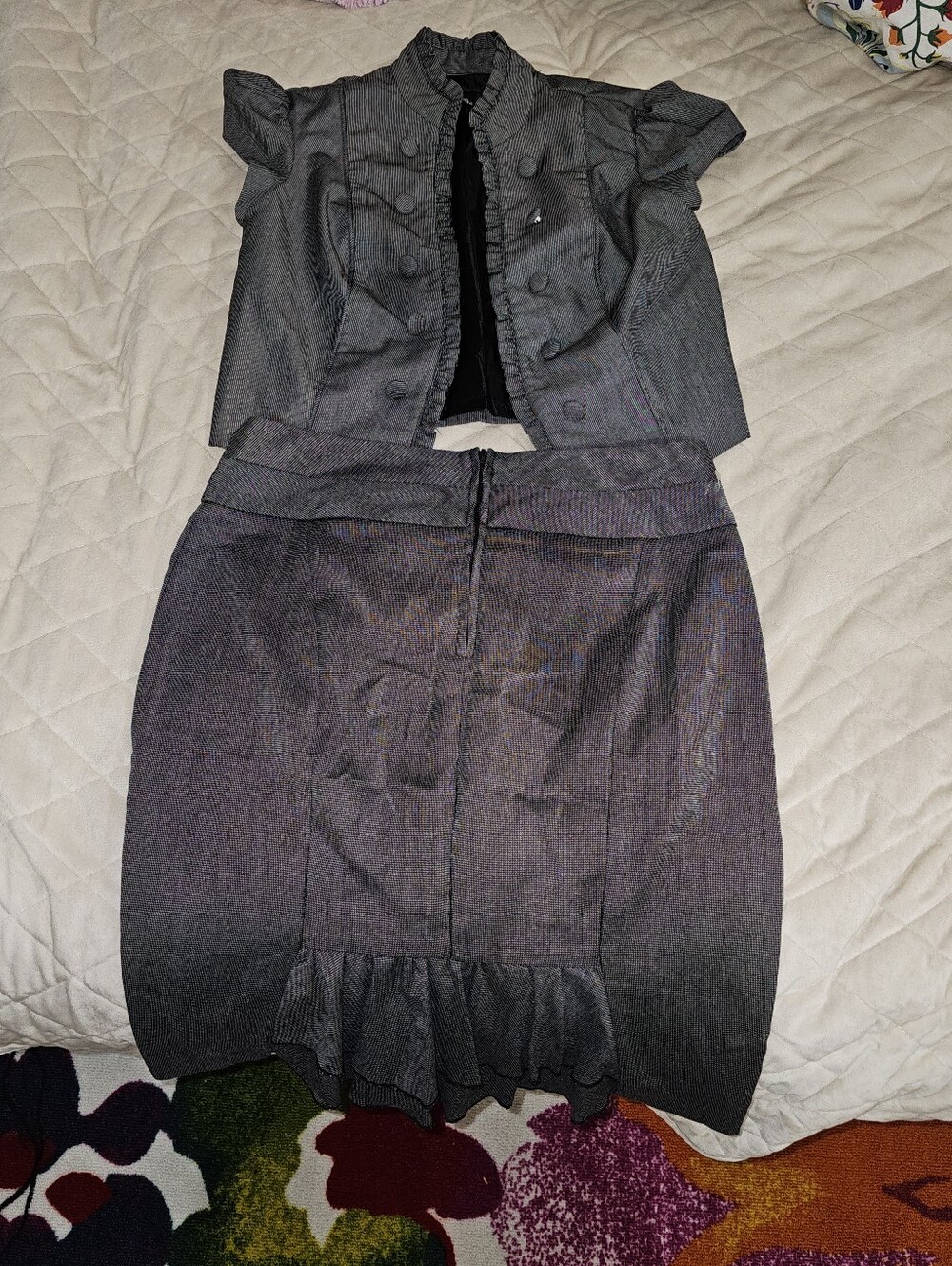 BCX Black and Gray Pinstripe Party Dress